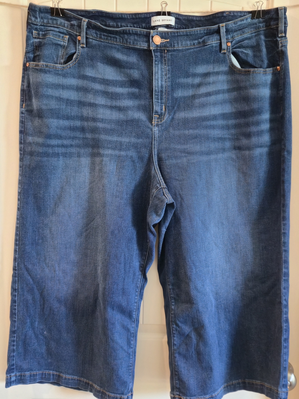 Lane Bryant Wide Leg Crop Dark Blue Denim Jeans Plus Size 28
